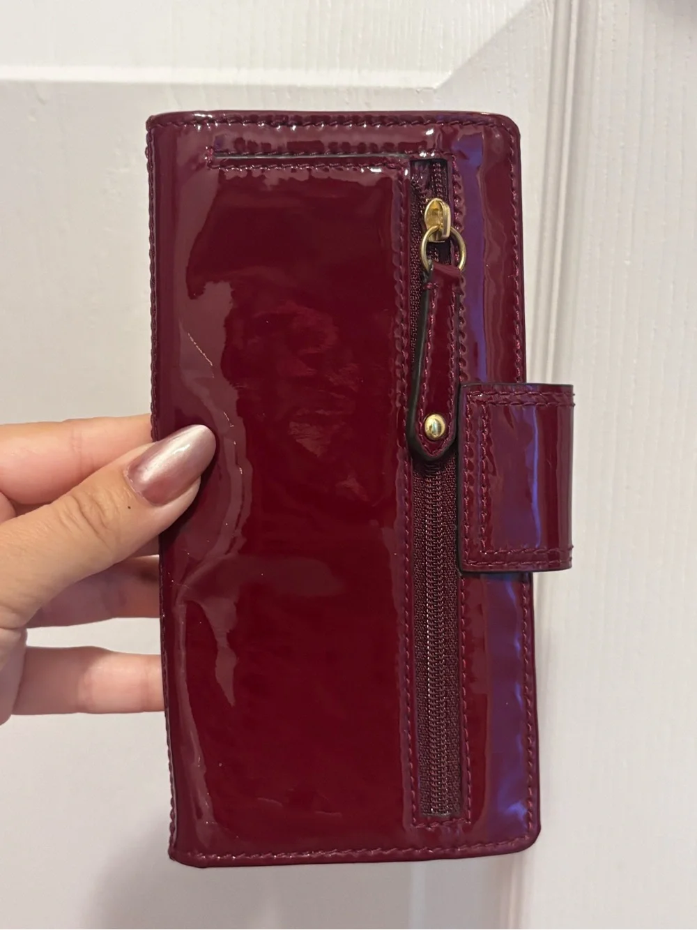 Coach Patent Bifold Wallet in Burgundy Patent - Picture 5 of 11